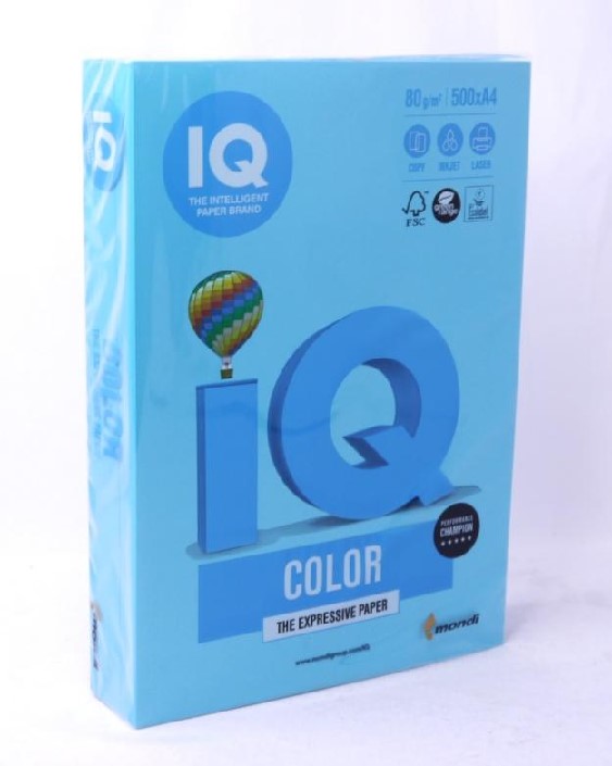 Бумага А4 IQ COLOR 500л/пач 80 гр пастель голубая