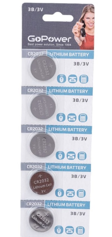 Батарейка CR2032 Lithium GoPower (1шт)