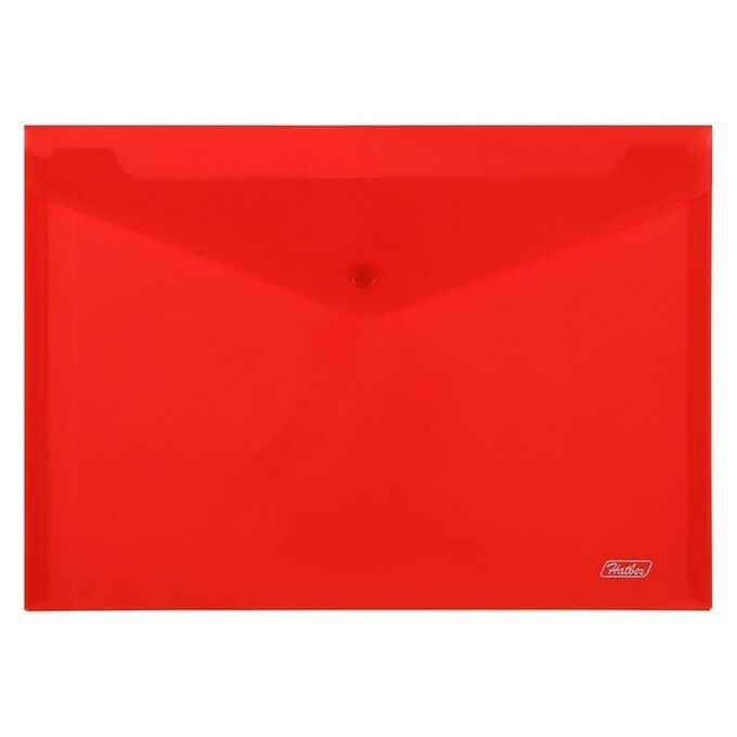 Папка-конверт на кнопке А4 ХАТБЕР 180мкм, пластиковая, красная