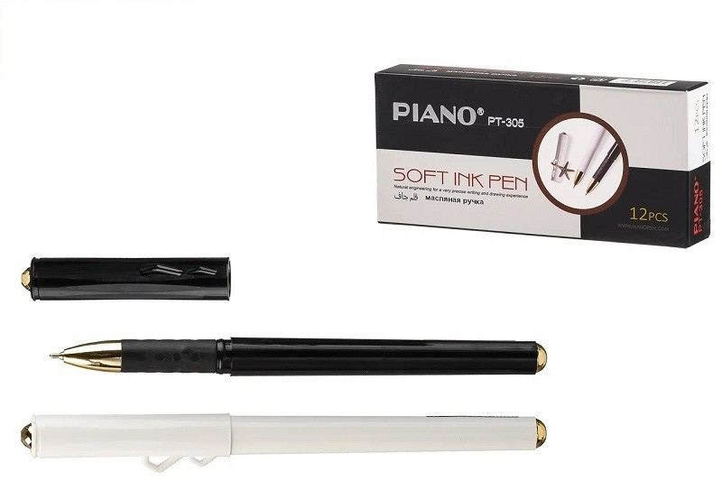 Ручка шариковая PIANO золотистый наконечник, пластик (PT-305)