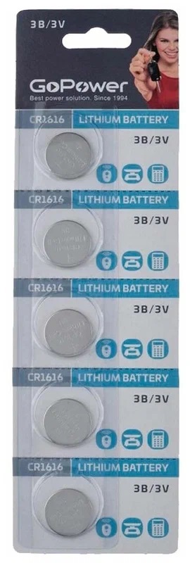 Батарейка CR1616 Lithium (1шт) GoPower