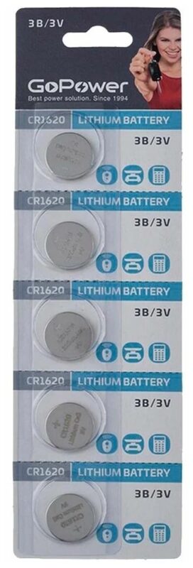 Батарейка CR1620 Lithium (1шт) GoPower