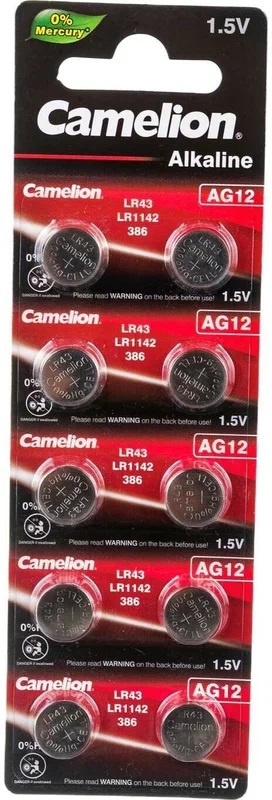 Батарейка AG12 (386A/LR43/186) Camelion (10шт)