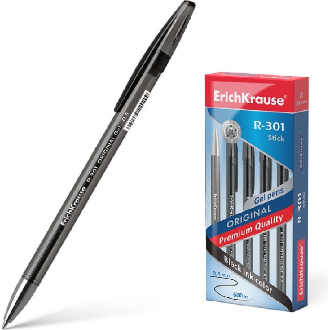 Ручка гелевая ErichKrause R-301 Classic Gel Stick 0.5 черная