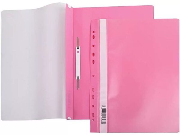 Папка-скоросшиватель А4 ХАТБЕР, пластиковая, розовая, с перфорацией 140/180 мкм