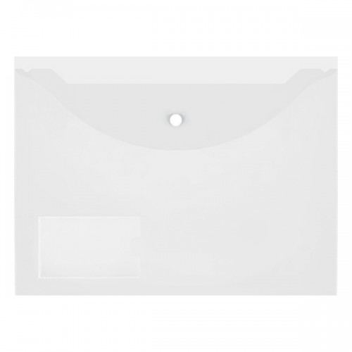 Папка-конверт на кнопке А4 inФормат 150мкм, пластиковая, карман для визиток, прозрачная
