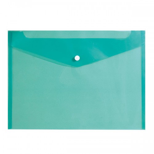 Папка-конверт на кнопке А4 inФормат 150мкм, пластиковая, зеленая