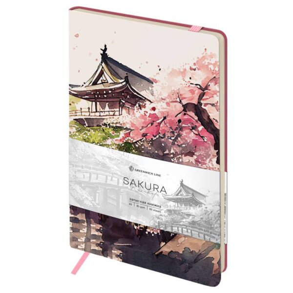 Записная Книжка А5 80л. ЛАЙТ Greenwich Line "Sakura. Karahafu", кожзам